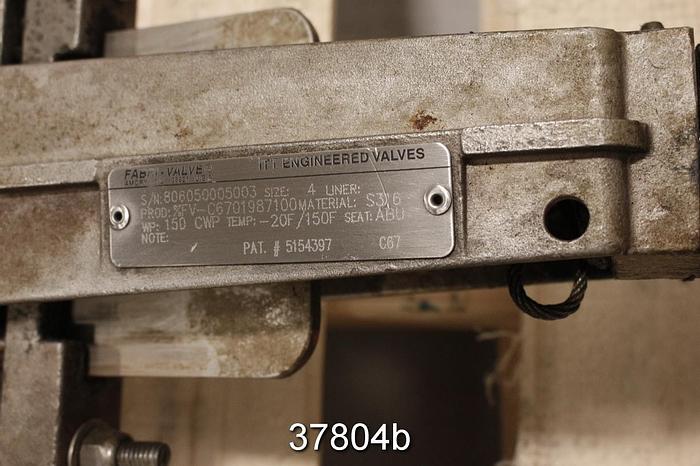 Used Fabri 4" Hand Operated Knife Gate Valve #37804