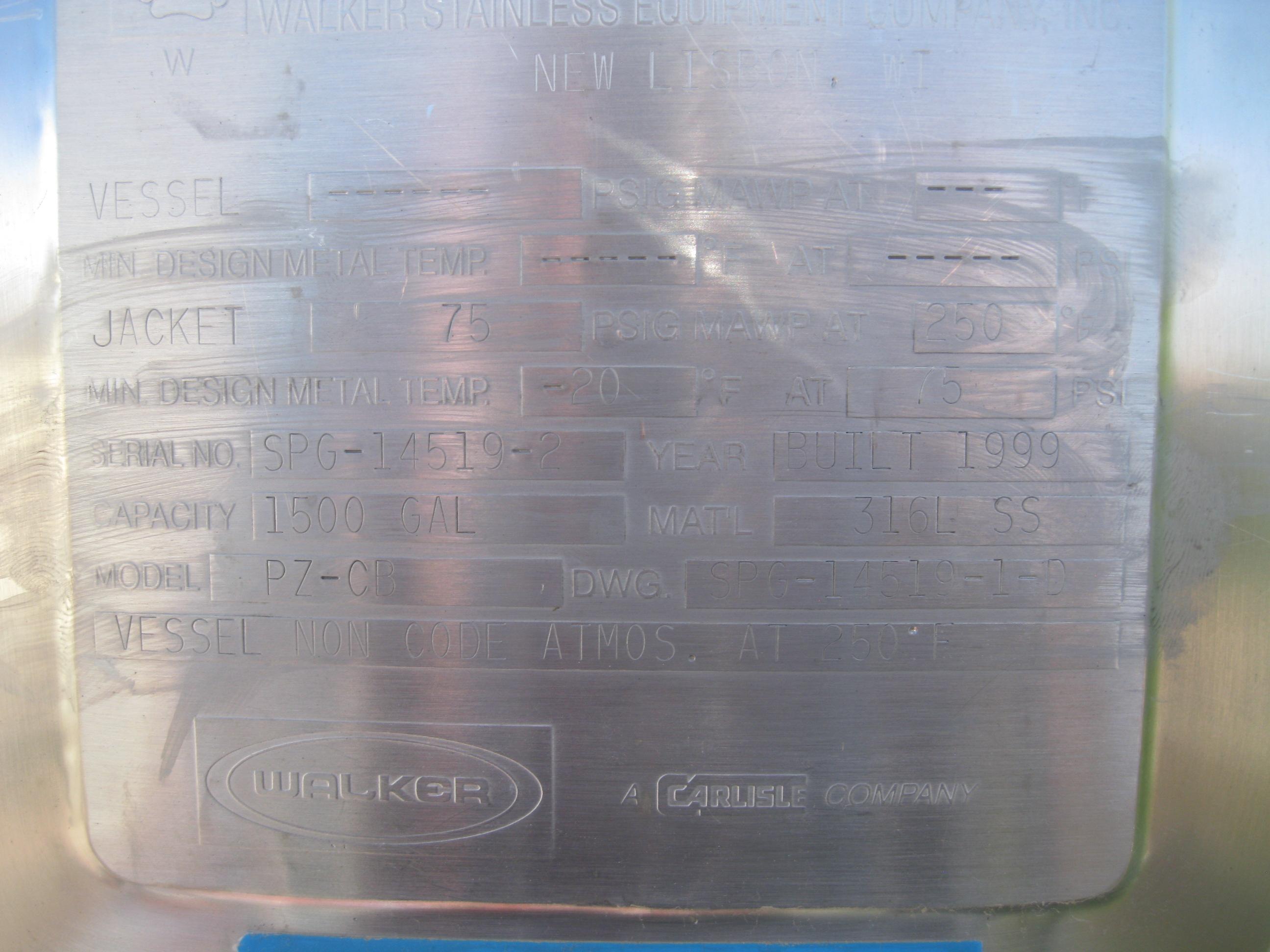 Used 1500 GALLON PROCESSOR, 316 SS