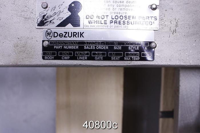 Unused Dezurik 16" Hand Operated Knife Gate Valve, Stainless Steel #40800