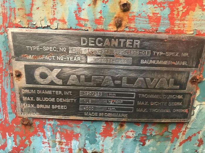 Used Alfa-Laval FPNX4184B-31 - rotating unit including 3,5 kN gearbox.