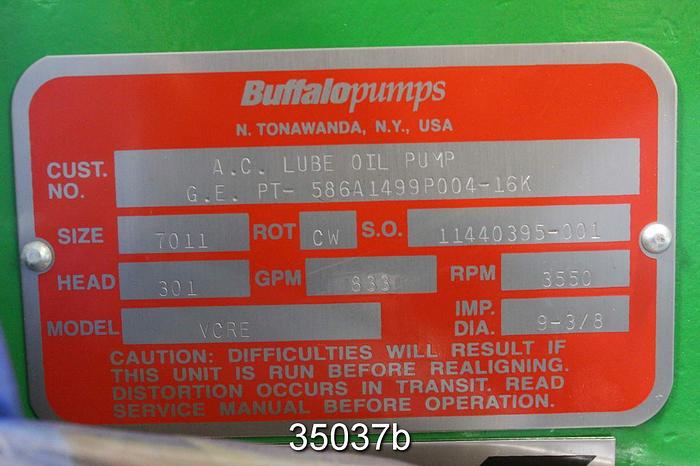 Used Buffalo VCRE Pump, 11440395-001, Unused #35037
