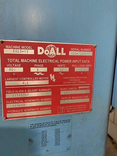 Used 2013 DO-ALL V3 BAND SAW
