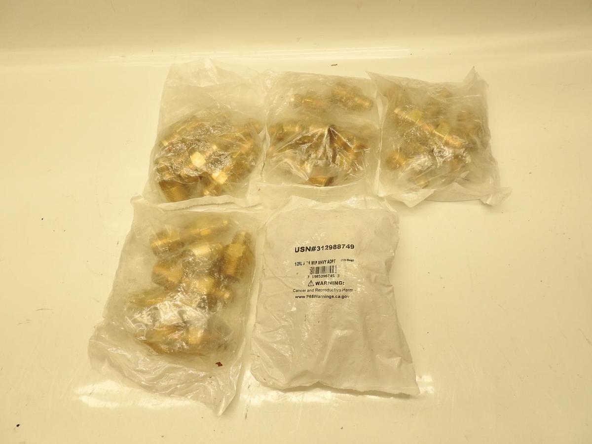 50PK Anderson Metals 1/2 in. Flare x 3/4 in. Brass MIP Extra Heavy Long Thread A