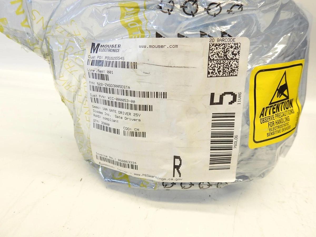 33,000 Pieces Mouser Electronics 522-ZXGD3005E6TA Gate Drivers 10A GATE DRIVER 2