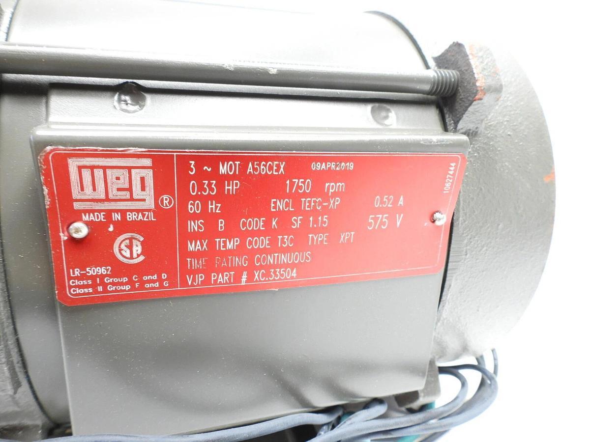 NEW WEG XC.33504 1/3 HP 1800 A56EXC TEFC-XP 575V EXPLOSION PROOF MOTOR