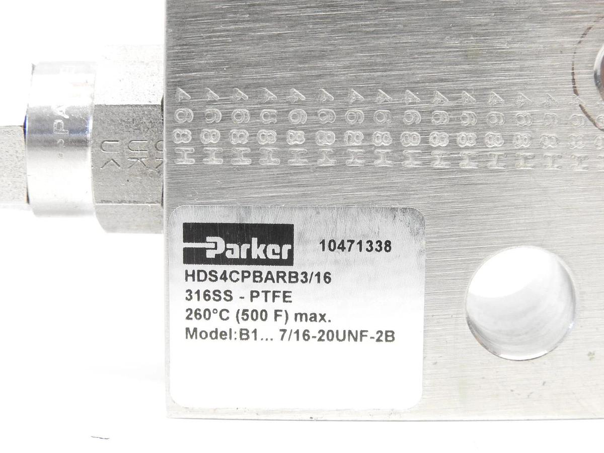 New Oem Parker Hannifin H Series 4 Valve Manifold HDS4CPBARB3/16 316SS-PTFE