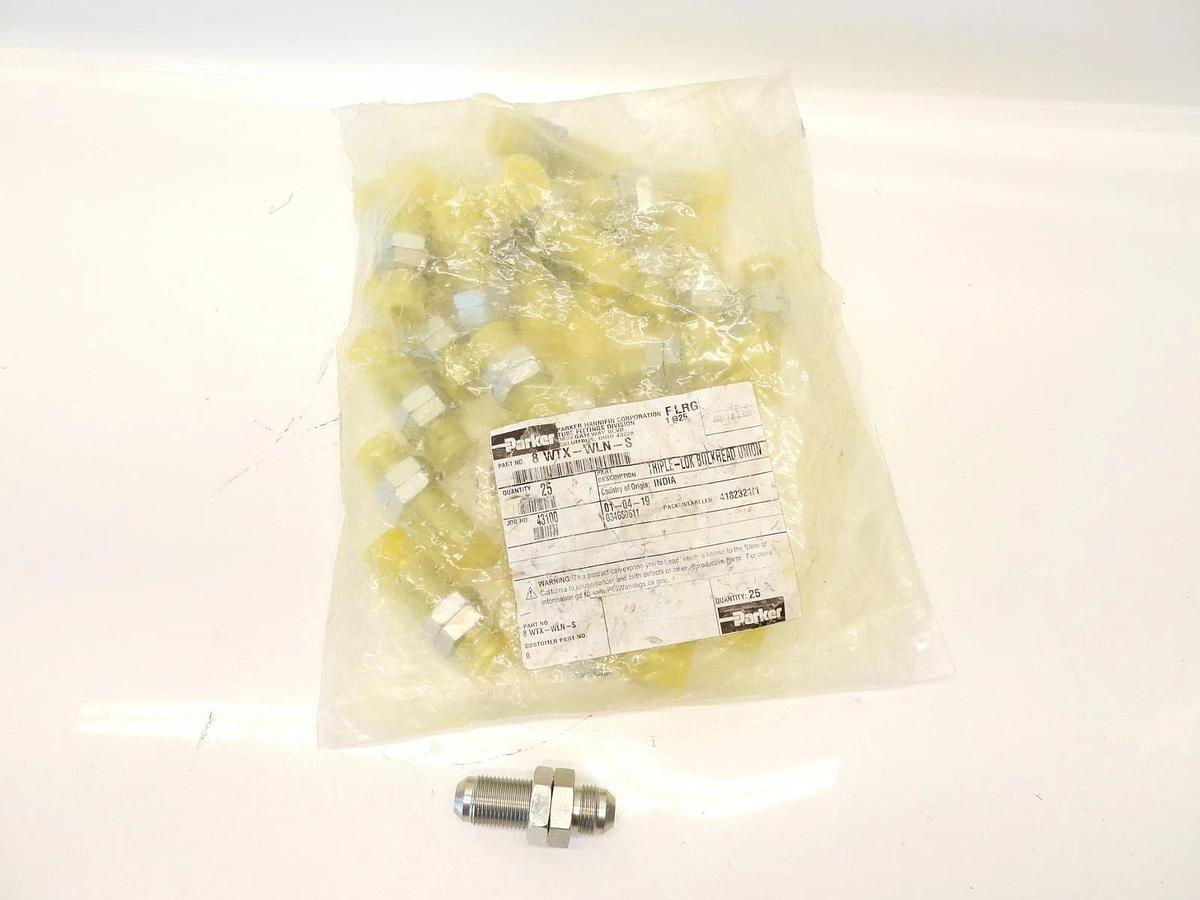 Lot Of 25 New Oem Parker 8 WTX-WLN-S Triple-Lok Bulkhead Union
