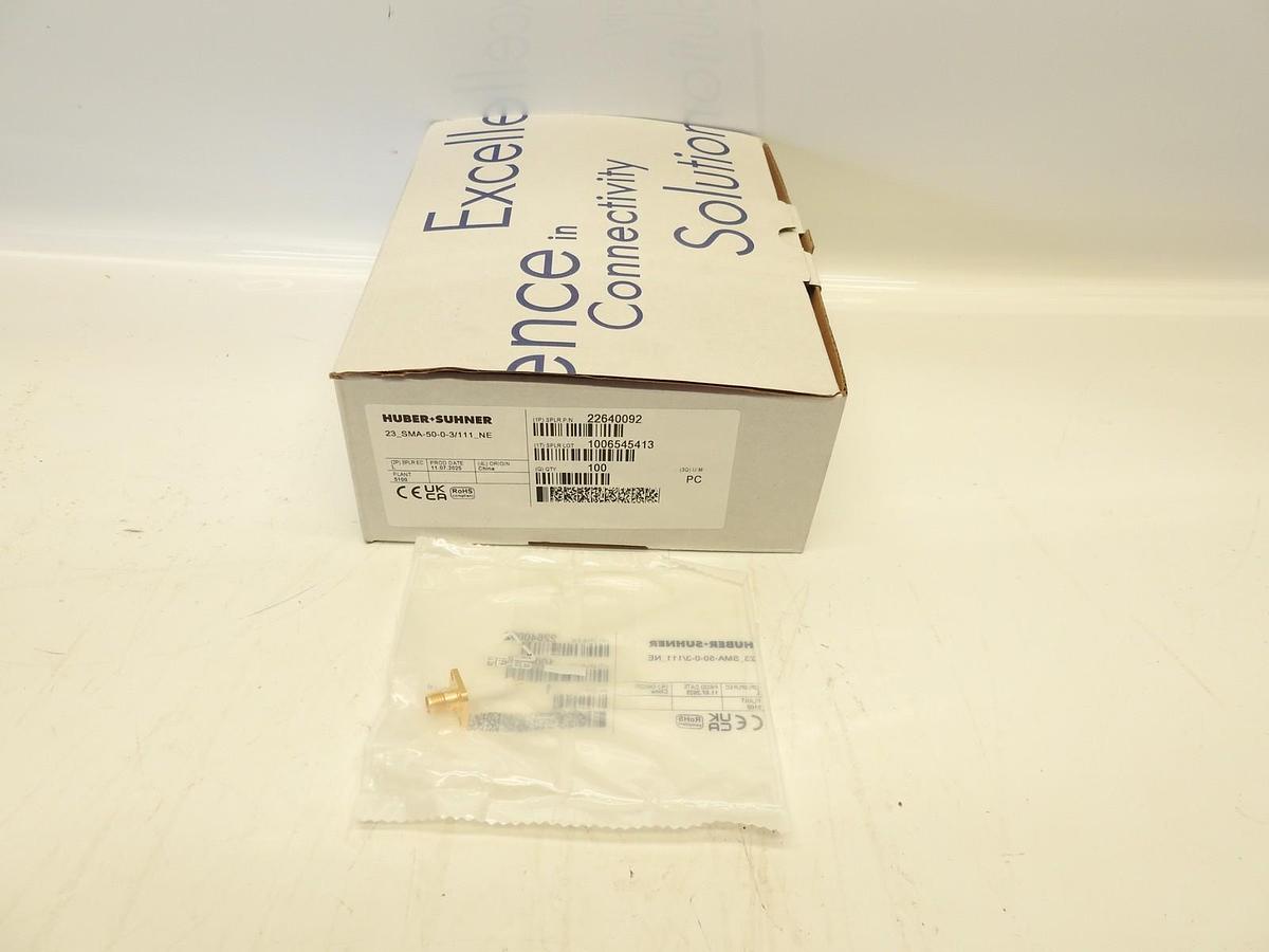 Lot Of 100 Huber+Suhner 23_SMA-50-0-3/111_NE COAXIAL CONNECTOR, SMA, 50 Ohm, Str