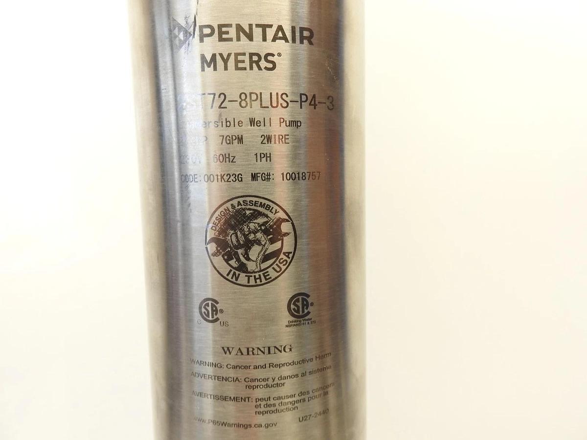 Pentair Myers 2ST72-8PLUS-P4-3 Submersible Predator Plus Series Pump 8 GPM 0.75