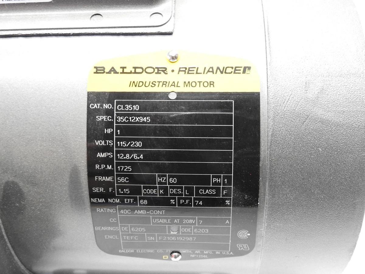 New Genuine Baldor Reliance CL3510 Electric Motor, 115/230V, 12.8/6.4A