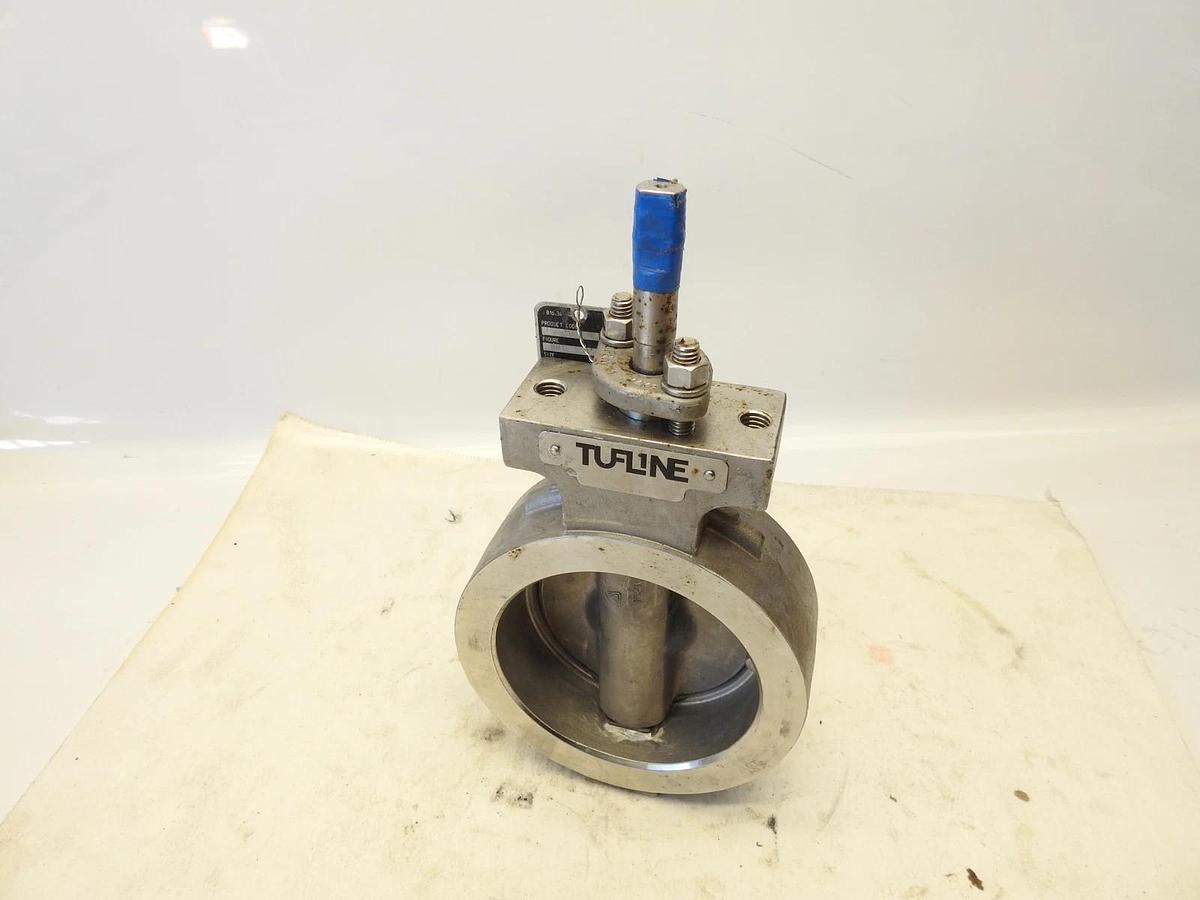 New Tufline 95C025L1 Butterfly Valve Iron 150 Stainless Wafer 4in