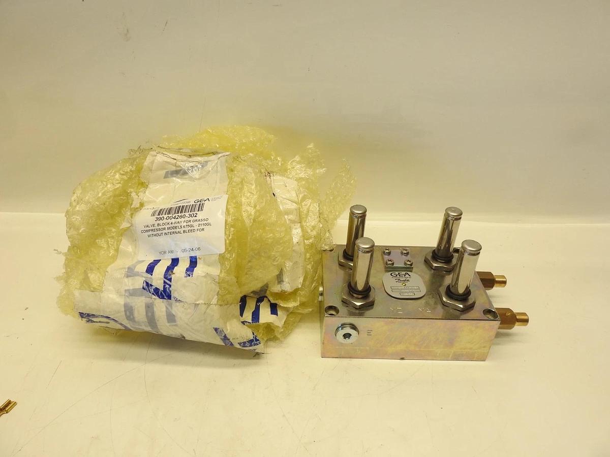 New Oem Danfoss GEA 4 Way Valve Block 390-004260-302 032F5800 032F5800