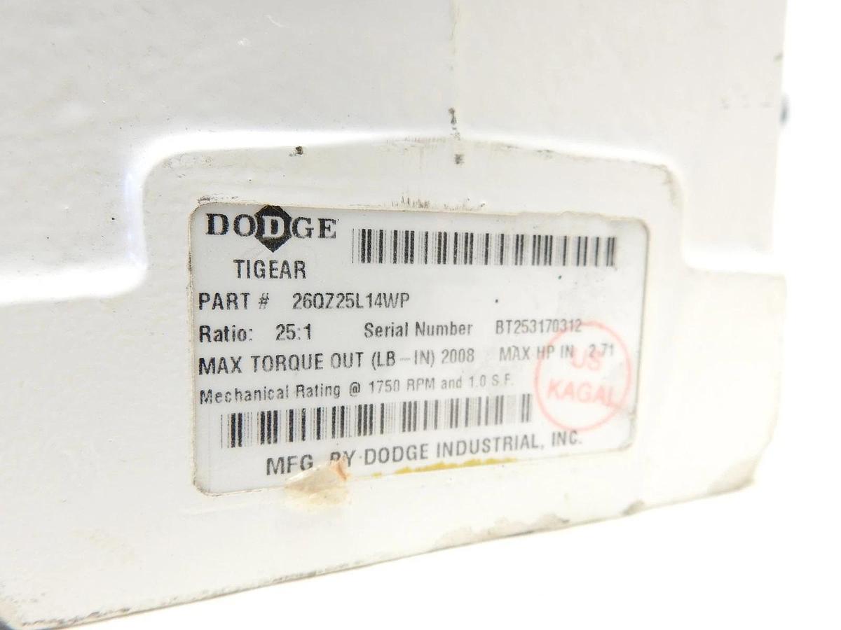 Dodge Tigear 26QZ25L14WP Gear Reducer 25:1 Ratio Left Side Solid Output Shaft