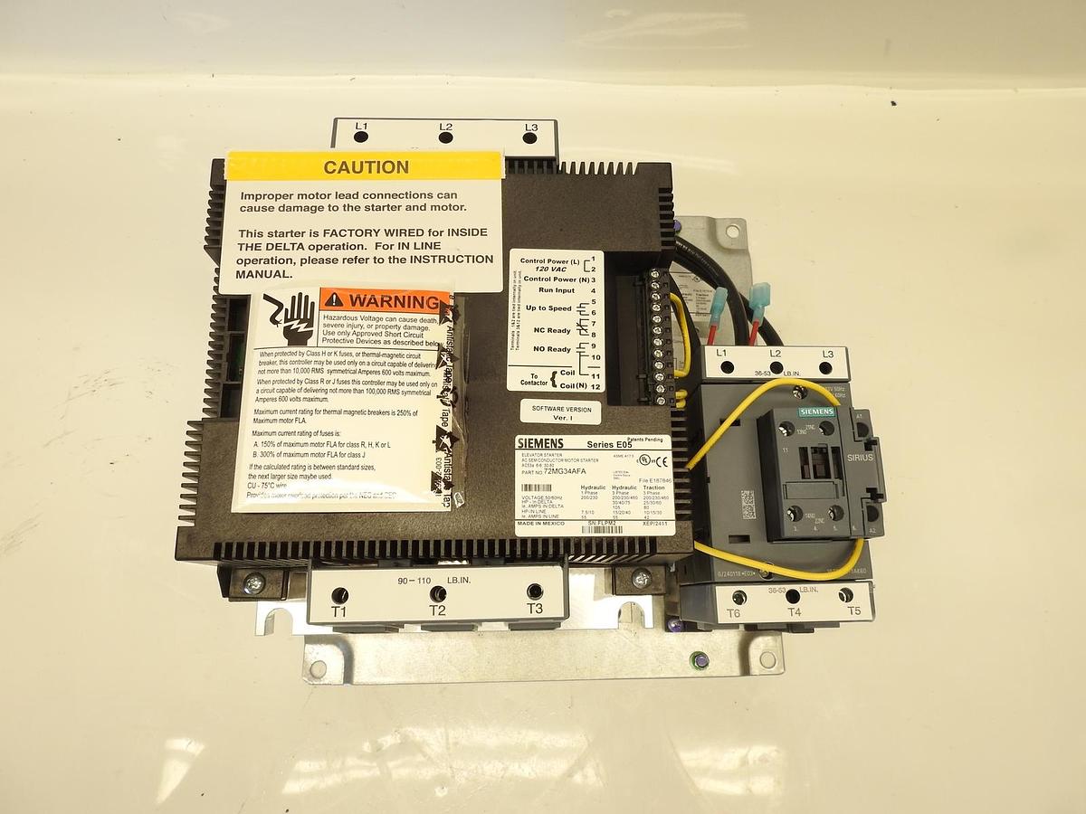 New Oem Siemens Industrial Controls Definite Purpose Starters Elevator Motor 72M