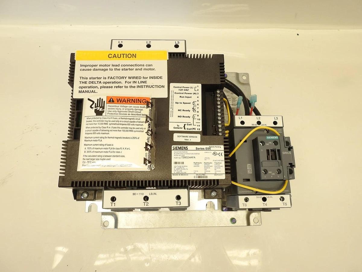 New Oem Siemens Industrial Controls Definite Purpose Starters Elevator Motor 72M