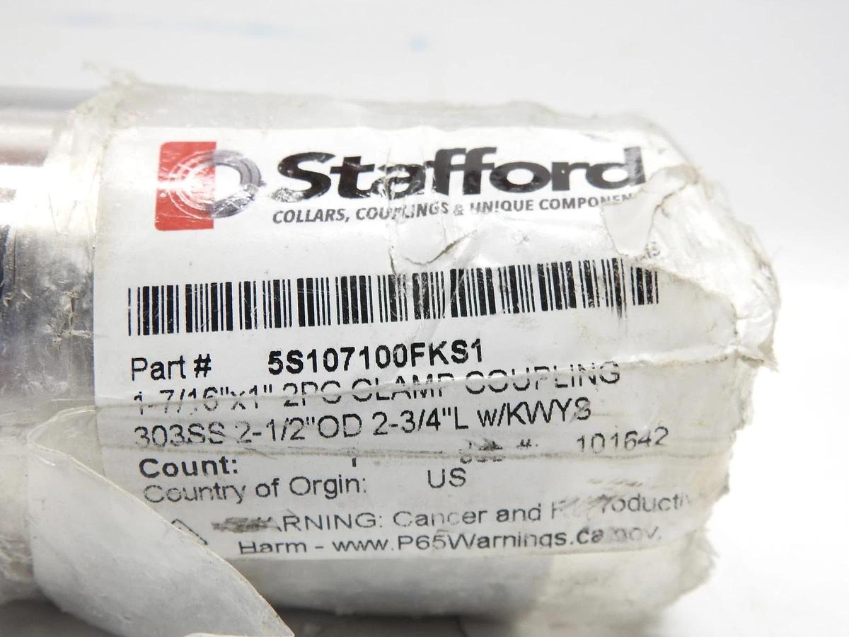 Stafford 5S107100FKS1 2PC Clamp Stainless Steel Coupling 1-7/16x1"