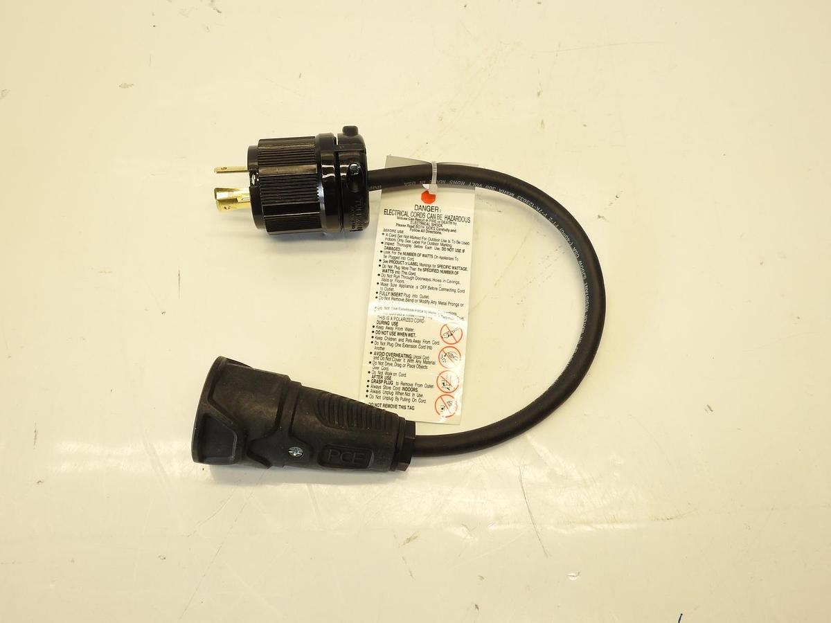 AC WORKS 1ft NEMA L15-30P to NEMA L6-20R  with Intiflex 3/c 12 AWG