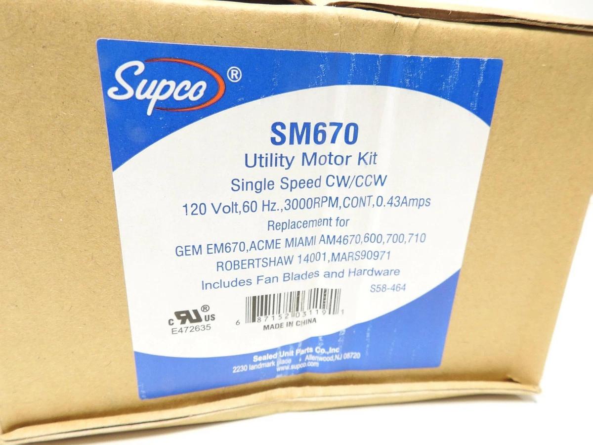 Supco SM670 Refrigeration Beverage Cooler Bay Marie Evaporator Motor