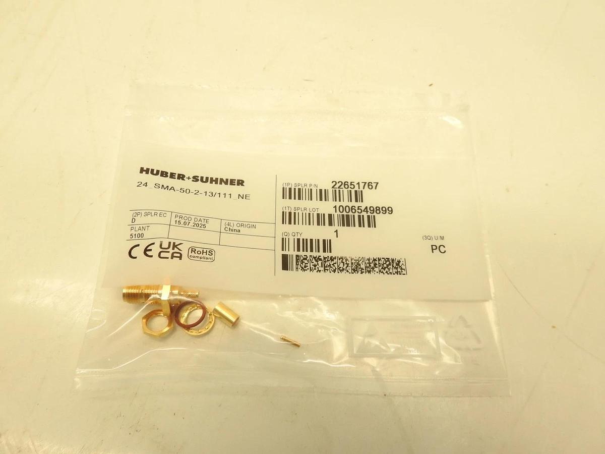 Lot Of 29 Huber+Suhner 24_SMA-5-2-13/111_NE COAXIAL CONNECTOR, SMA, 50 Ohm Femal