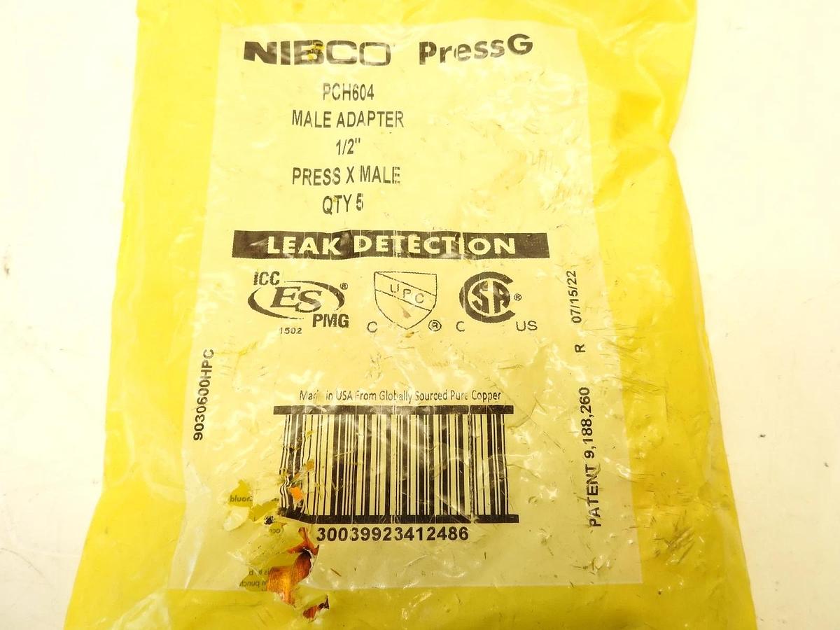 NEW (Bag of 5) NIBCO 9030950HPC Press-G PCH604 3/4” Press X Male Adapter