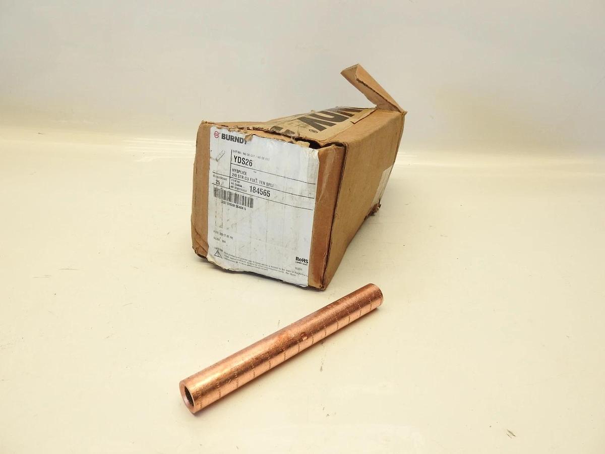 Burndy YDS2W HYSPLICE 2SOL Copper Full Tension Splice #2 AWG Die 163 Lot of 25