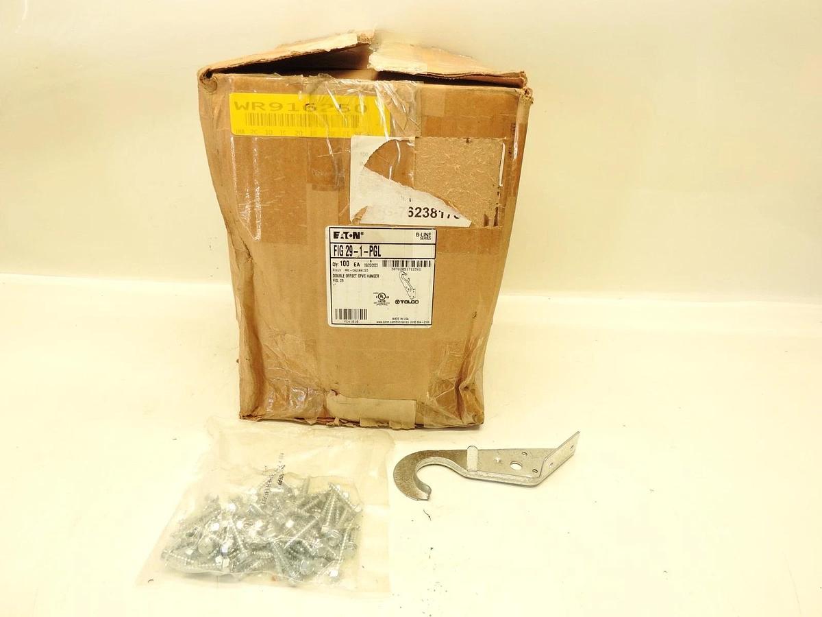LOT of 100 EATON FIG-29-1-PGL 1" DOUBLE OFFSET CPVC HANGER PRE-GALVANIZED