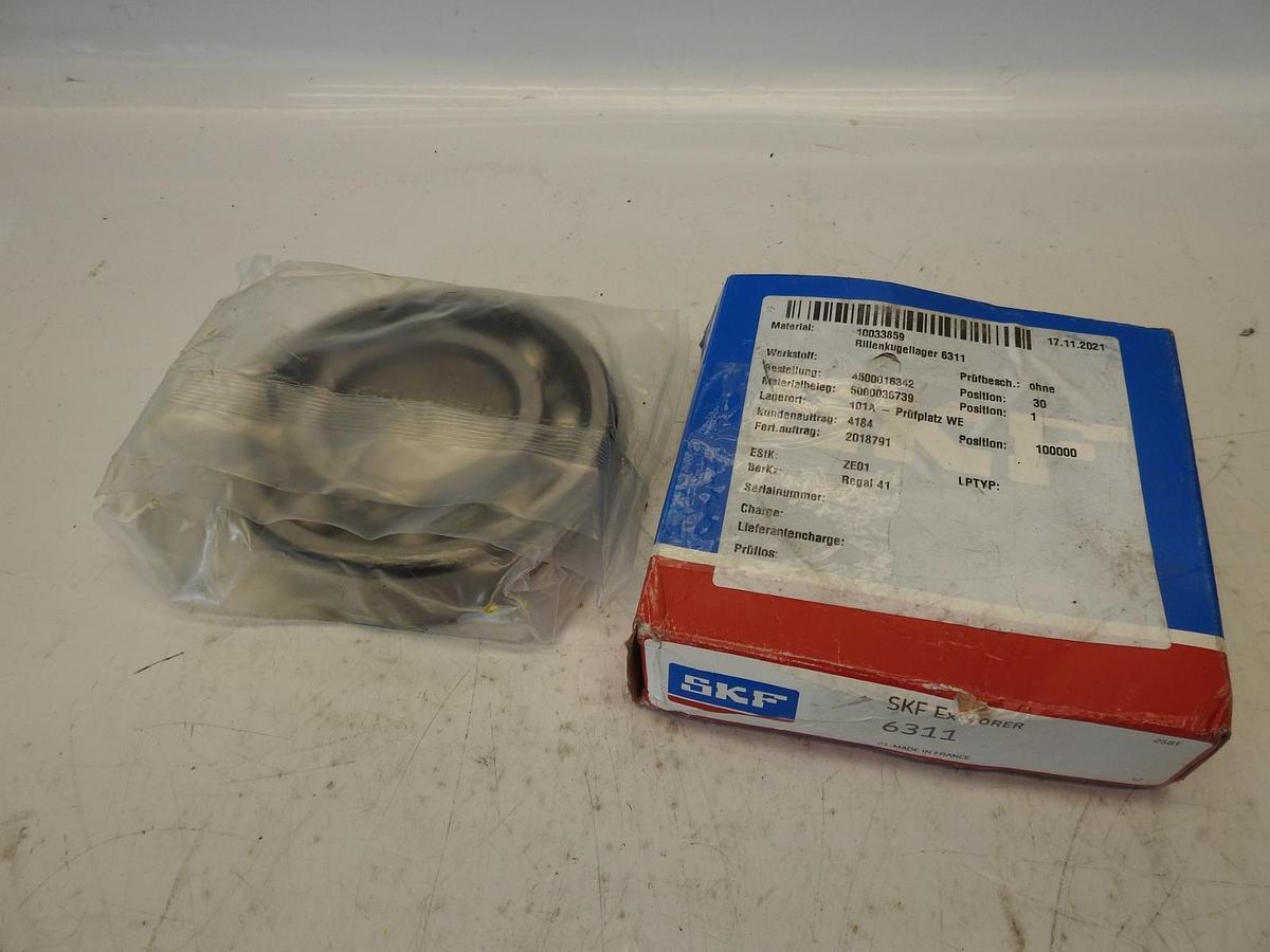 SKF 6311 C3 DEEP GROOVE BALL BEARING, OPEN NO SEALS 55x120x29mm