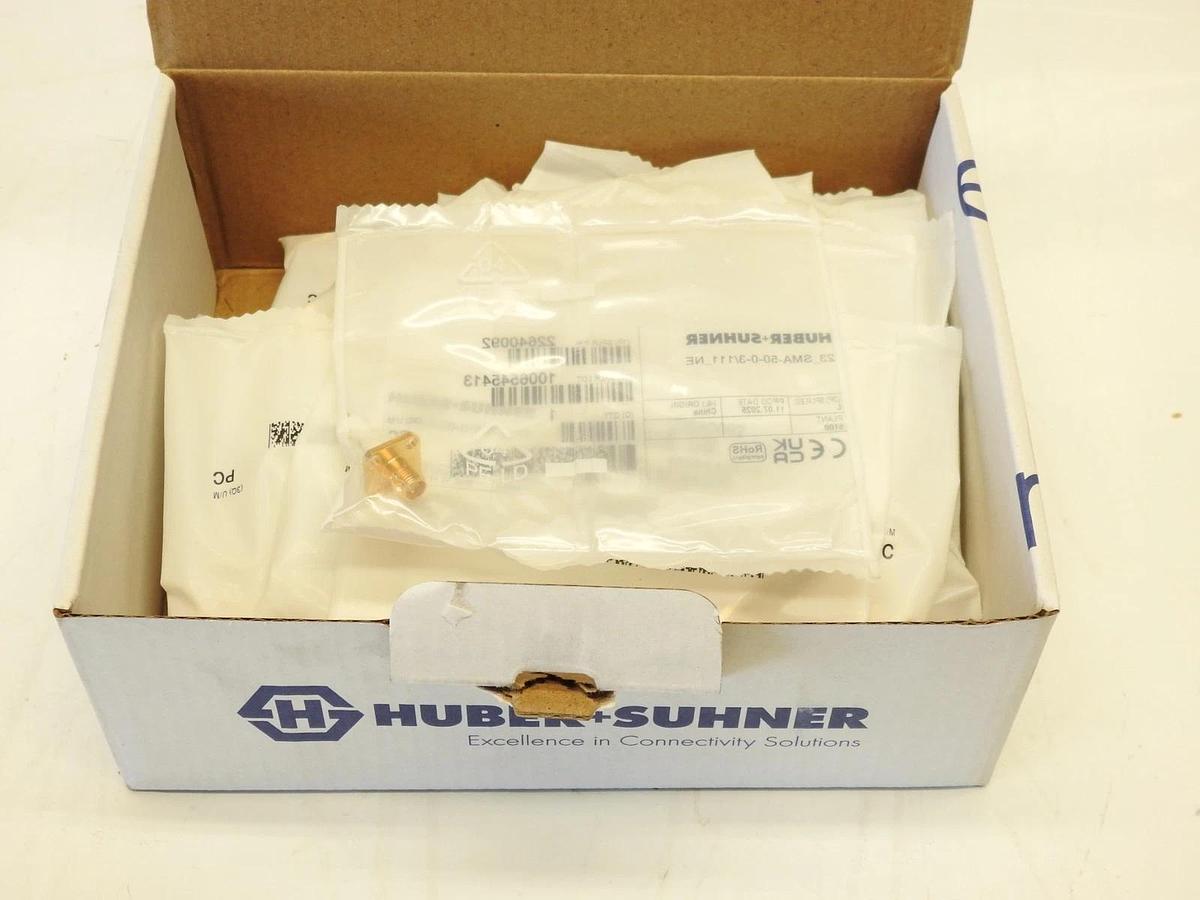 Lot Of 40 Huber+Suhner 23_SMA-50-0-3/111_NE COAXIAL CONNECTOR, SMA, 50 Ohm, Stra