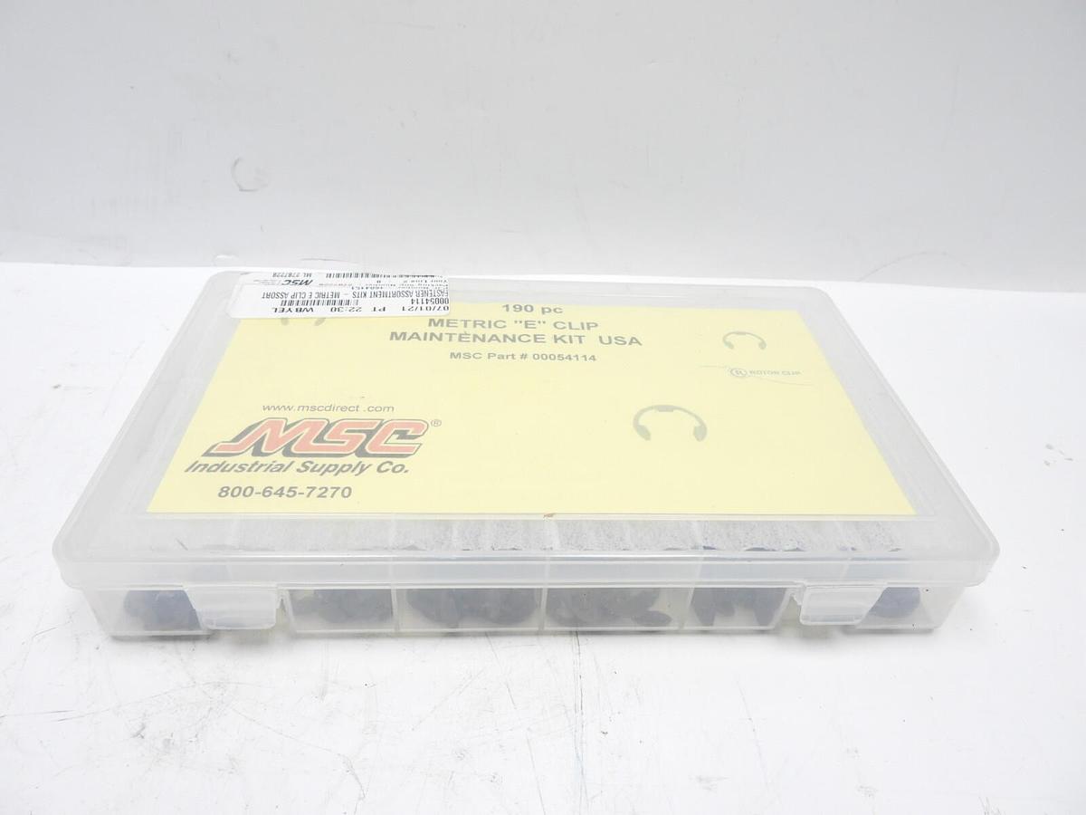 190 Piece, M2.3 to M19, Steel, E Style External Retaining Ring Assortment