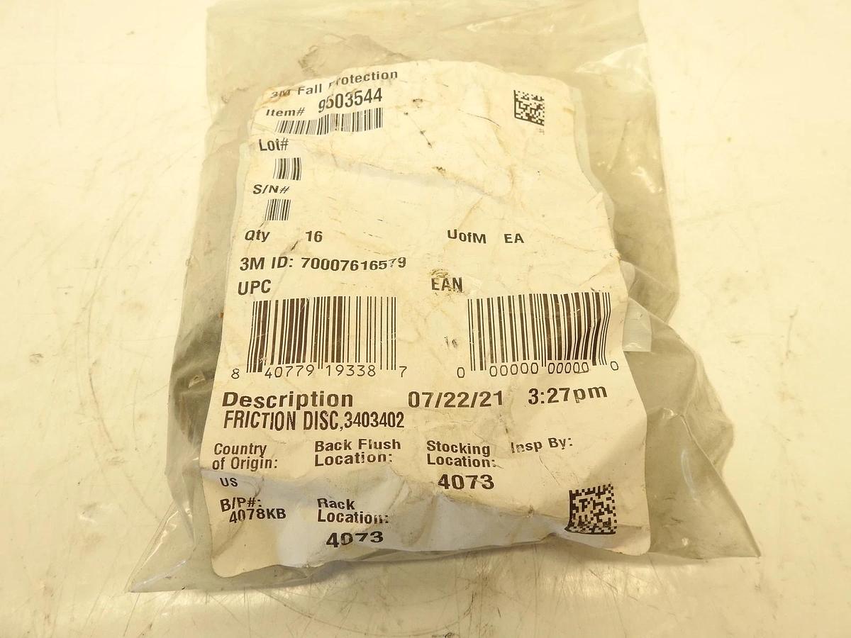 16PK Genuine 3M Self-Retracting Lifeline Friction Disc 9503544 70007616579