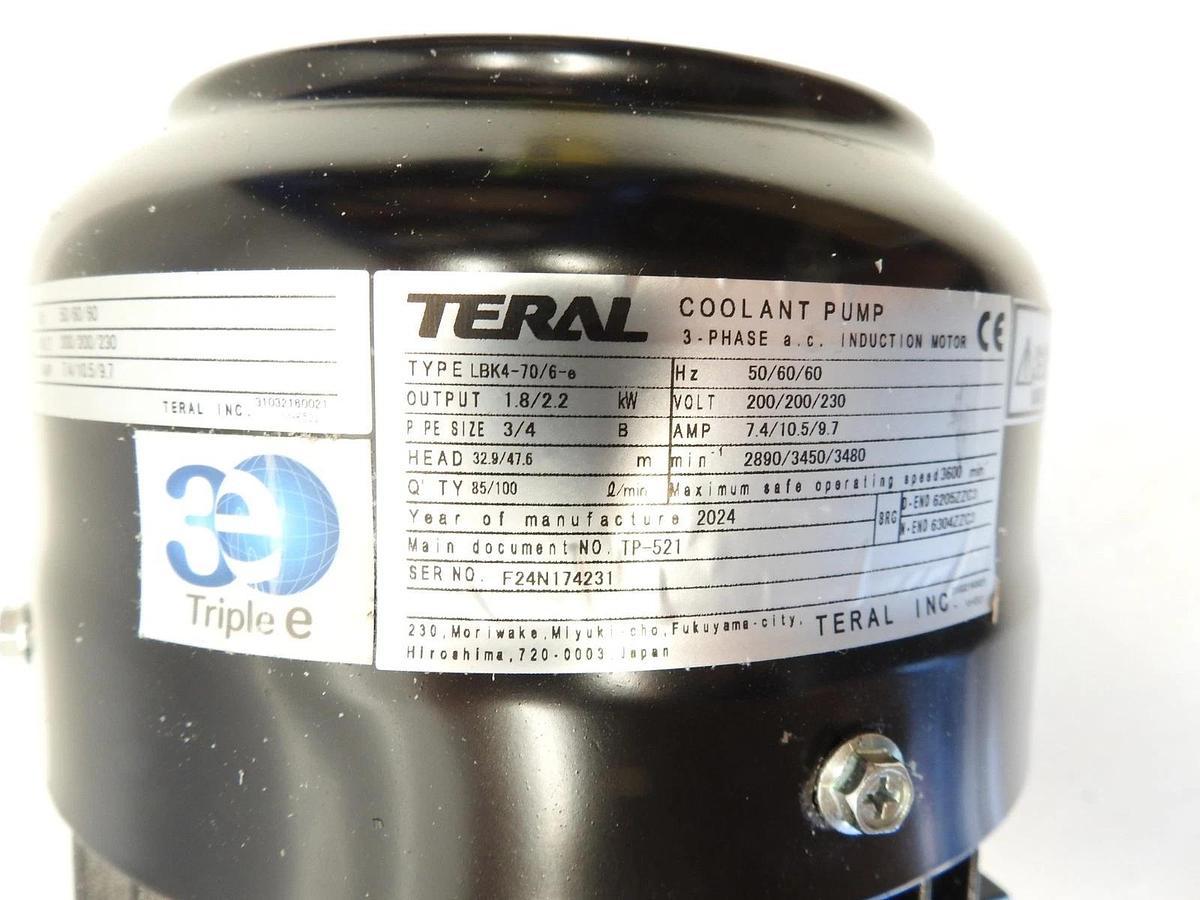 New Genuine Teral LBK4-70/6-E Coolant Pump 50/60Hz 200/230V