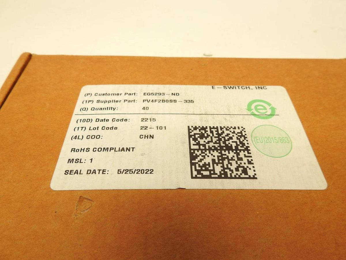Lot Of 40 Mouser PV4F2B0SS-335 E-Switch EG5293-ND