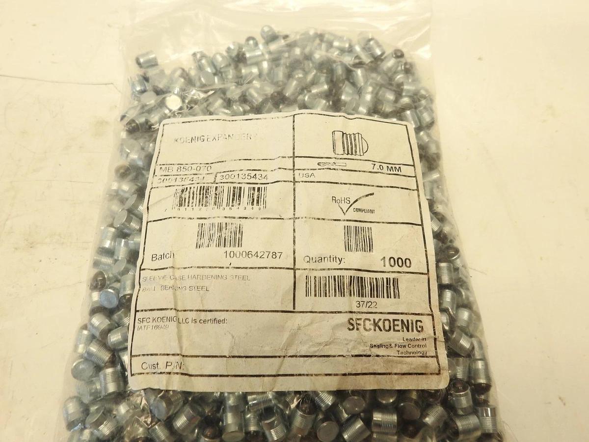Lot Of 1000 Koenig 300135434 MB 850-070 Expander Sealing Plugs 7 mm, Pmax 350 ba