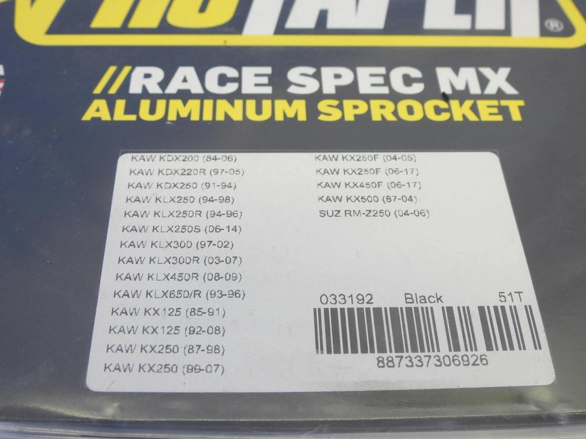 Protaper 033192 Race Spec aluminum rear sprocket- black - 51T Kawasaki