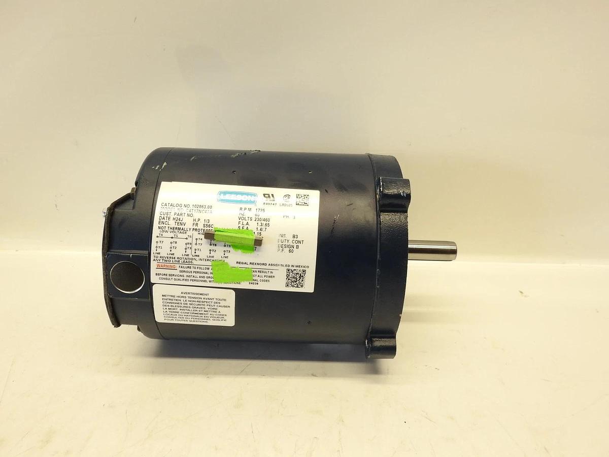LEESON C4T17NC47 HP 1/3 RPM 1725, C-Face TENV Motor 102863.00