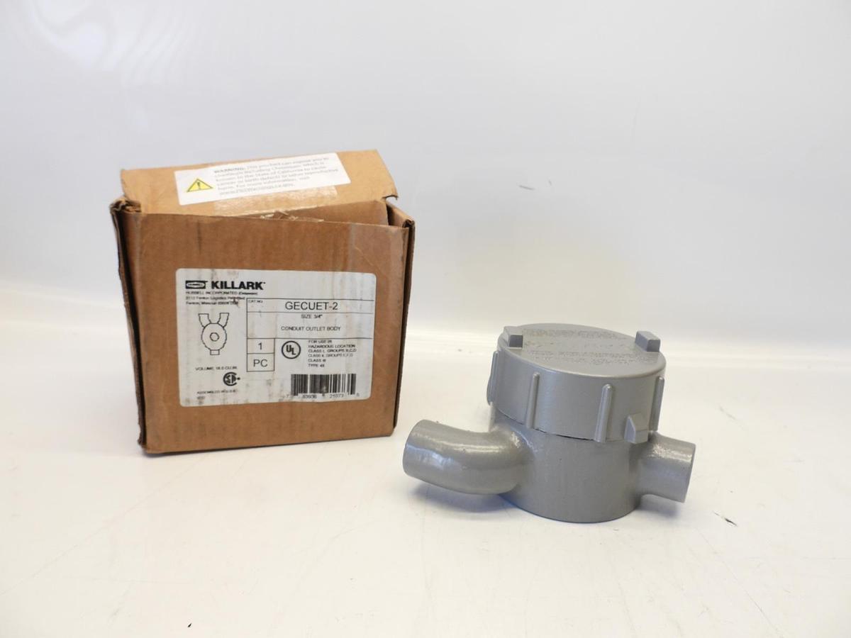 KILLARK GECUET-2, Conduit Outlet Body, 3/4, Aluminum, 3-Hubs, 1pc