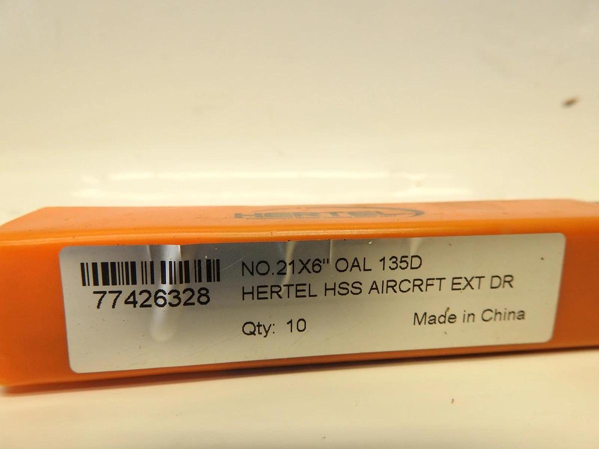 10 Pack Hertel 0.159" Dia. 6" High Speed Steel, Aircraft Extension Drill  (M)