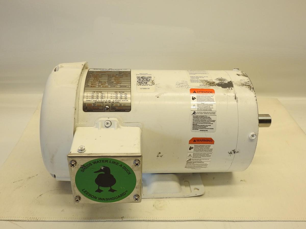 LEESON 121868.00 WASHDOWN MOTOR, 2 HP, 230/460V AC, 3-PHASE, 48ZG07, NEW!!