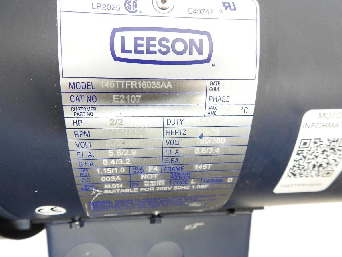 Leeson Marathon Electric 2 HP Motor 1745 RPM 3ph 230/460 Volt 145T FR 145TTFR160