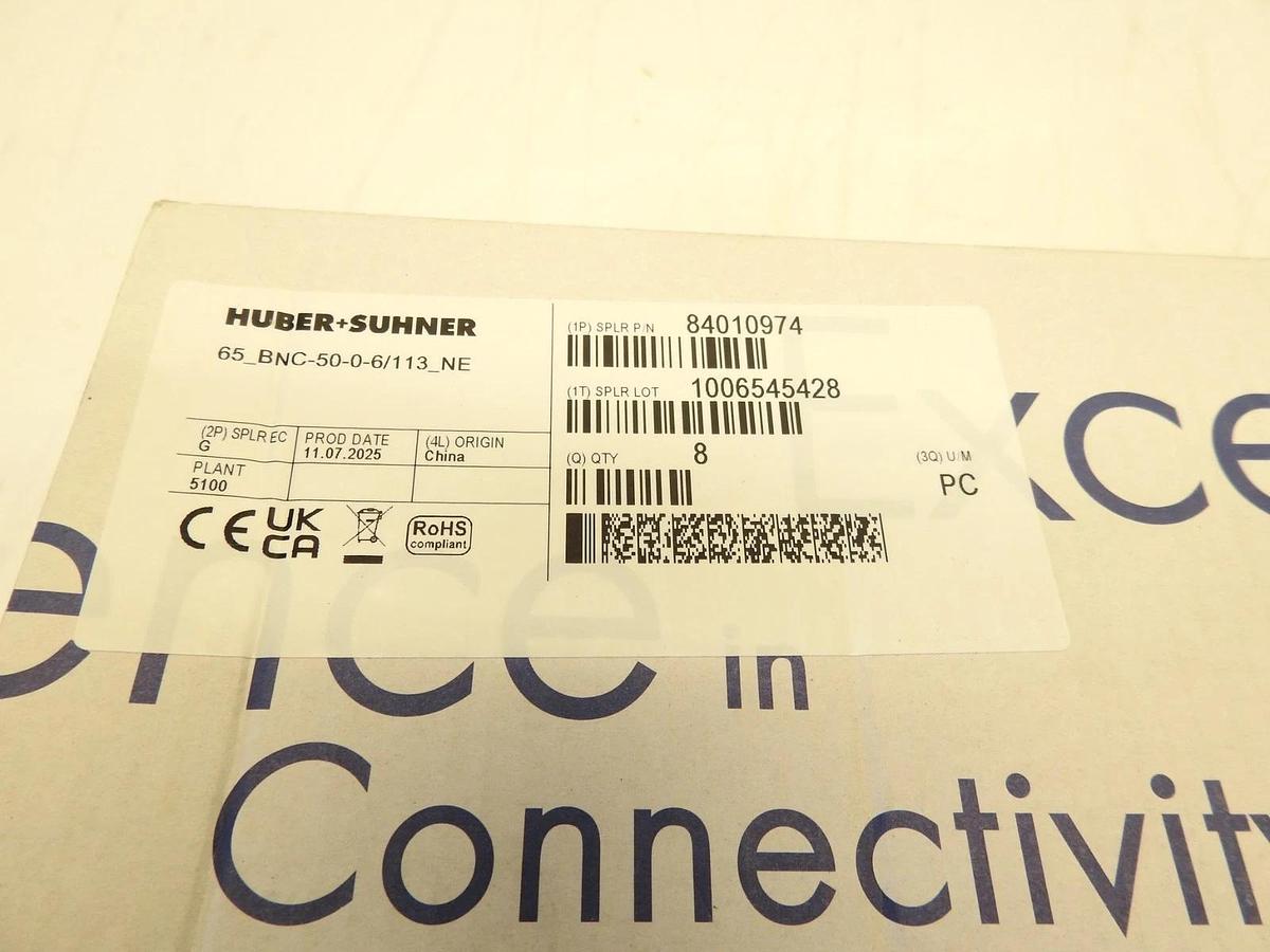 Lot Of 8 Huber+Suhner 65_BNC-50-0-6/113_NE COAXIAL TERMINATION, 50 Ohm, BNC, plu
