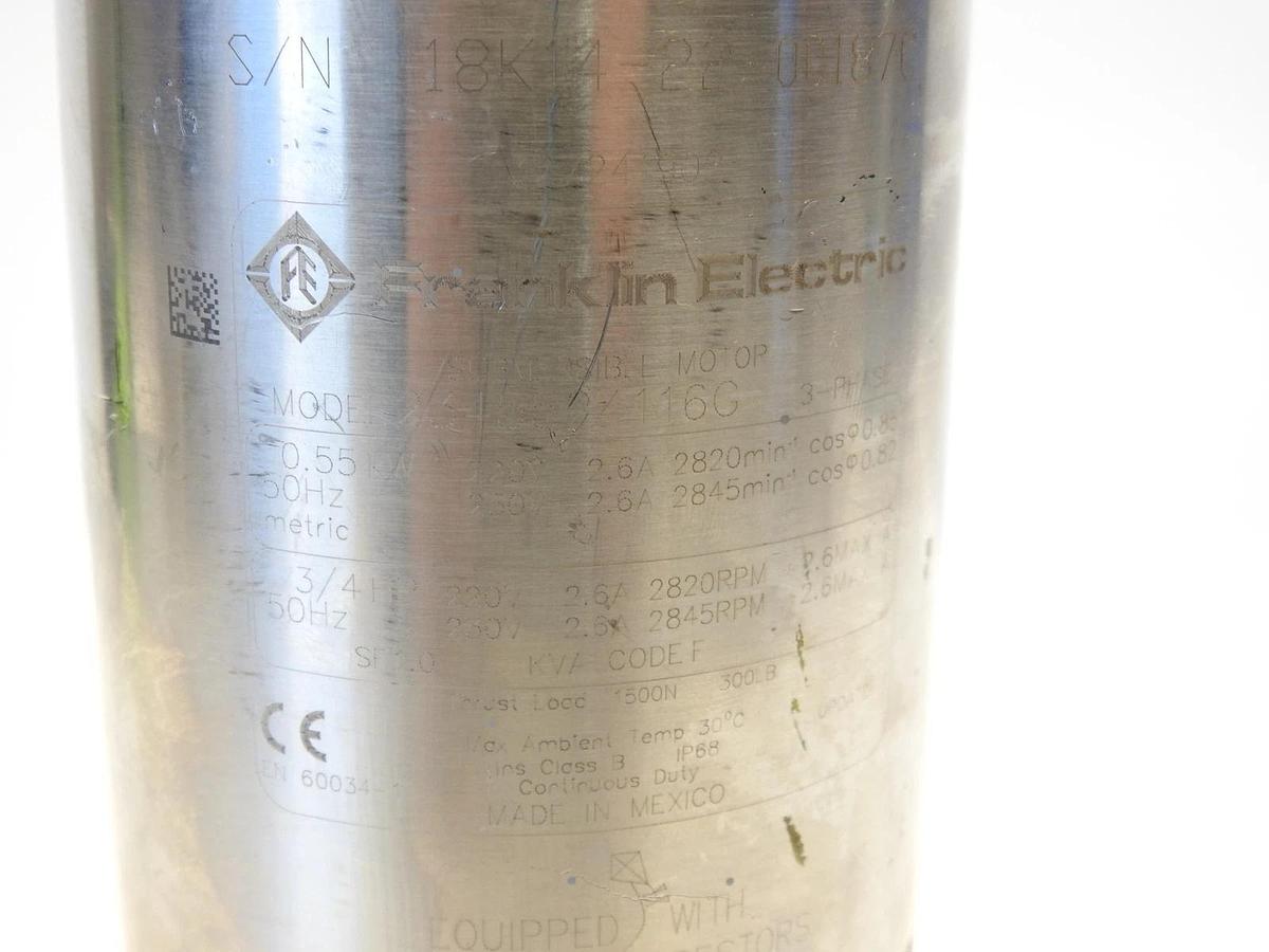 Franklin 2345524116 Super Stainless Water Well Motor 4" 3/4 HP 220V 3-Phase (50