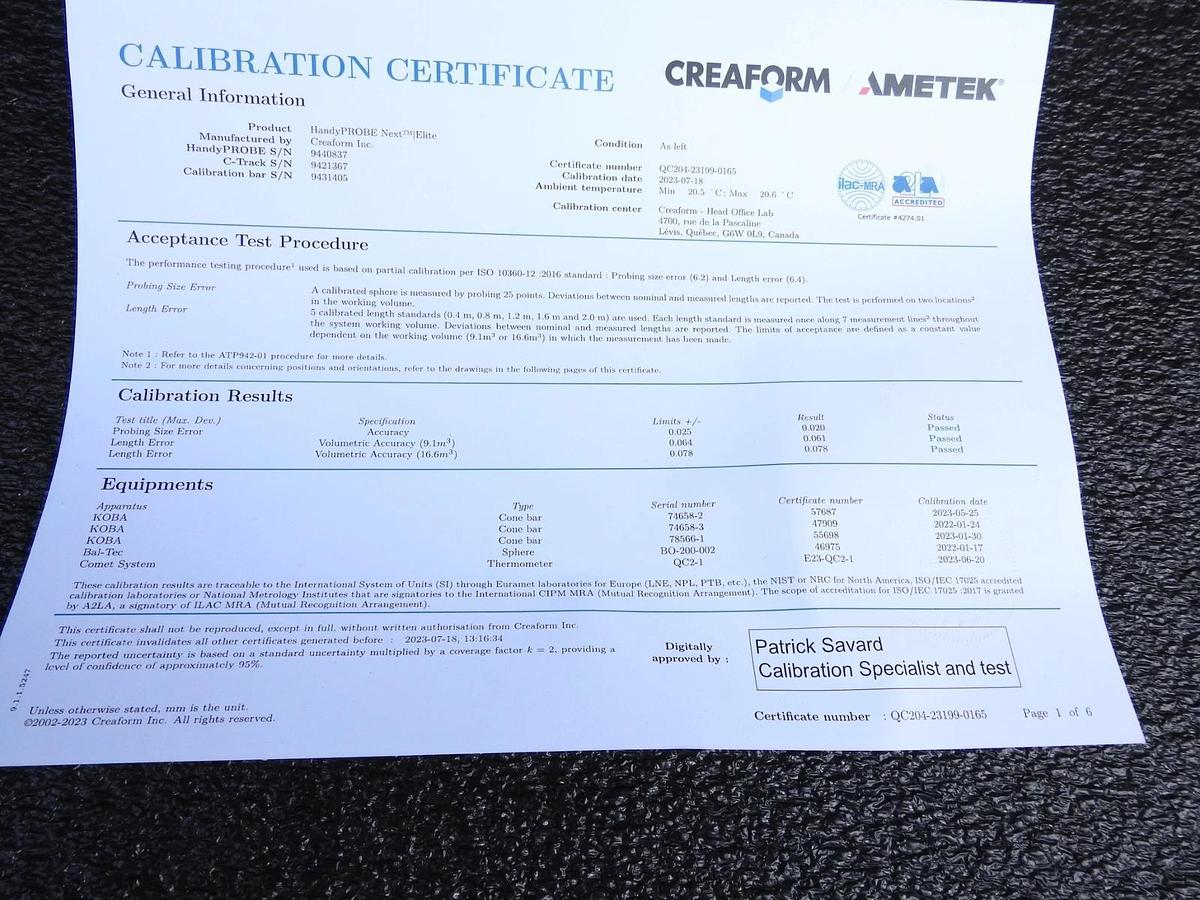 Creaform C-Track 780, Calibration Bar, Controller, Tripod, Target Accessory Kit,
