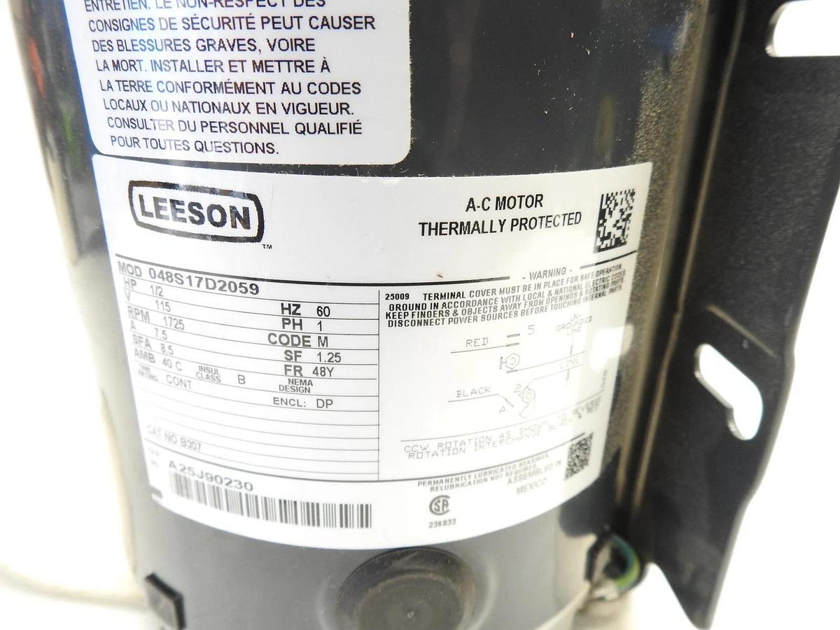 Leeson 048S17d2059 Condenser Fan Motor, 1/2 Hp, 48Y Frame