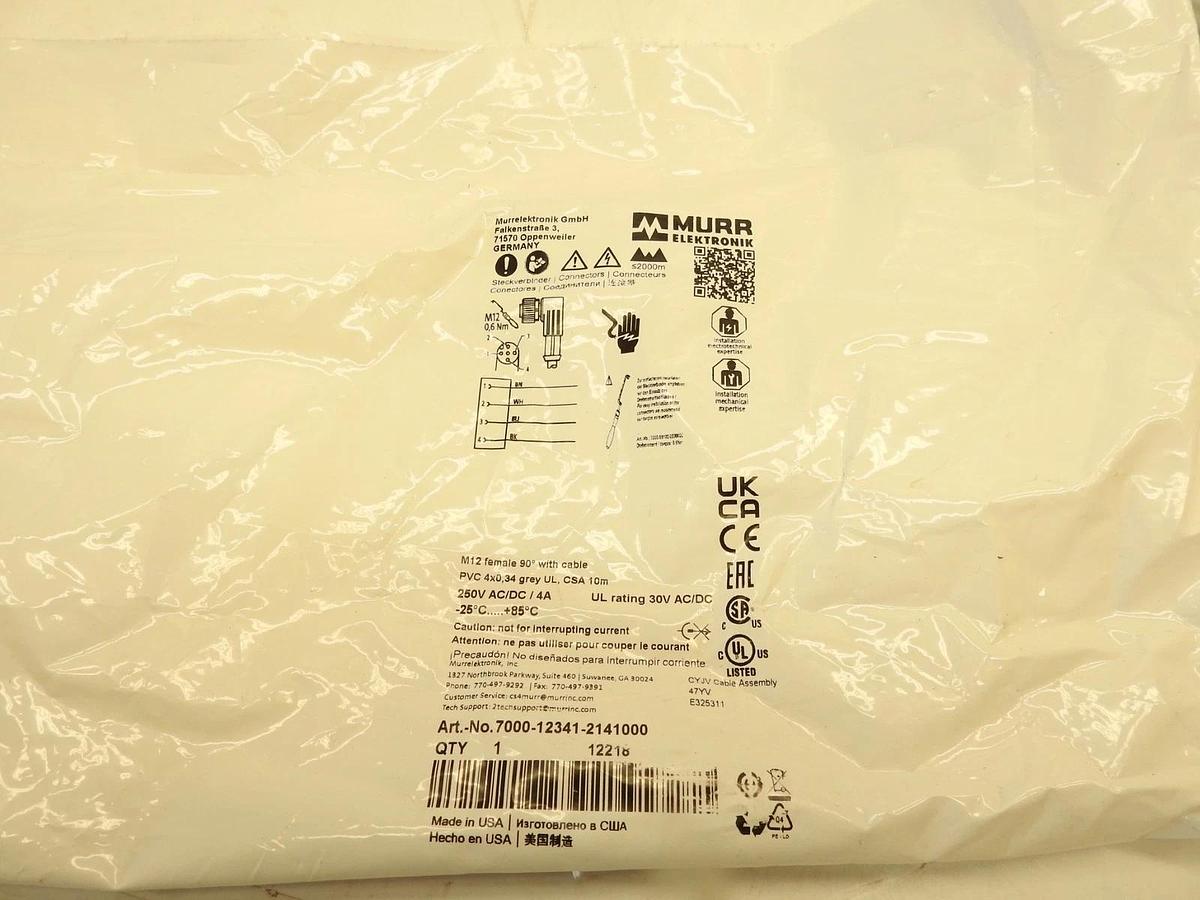New Murr Elektronik 7000-12341-2141000 Single-Ended Cable M12 Female