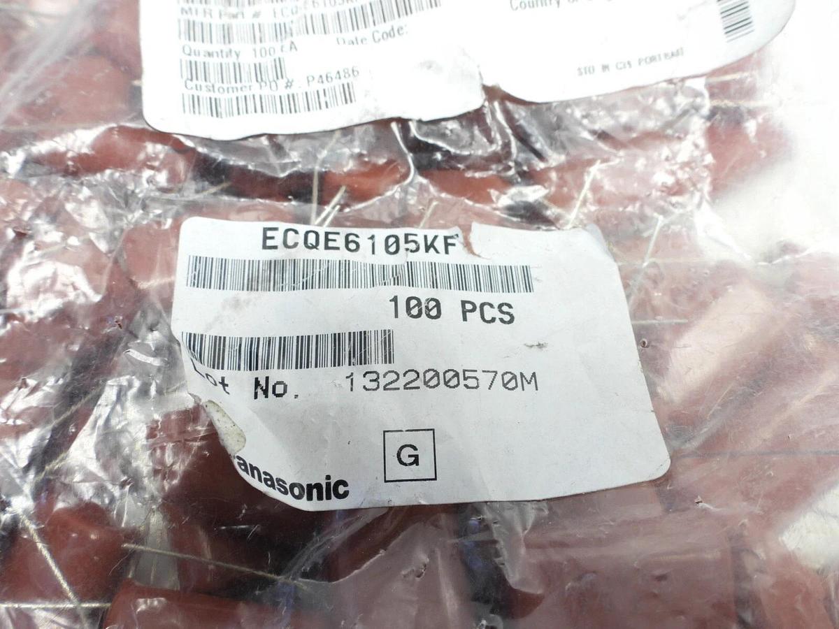 (100 PCS) ECQ-E6105KF CAP FILM 1uF 10% 630VDC -40°C ~ 105°C RADIAL