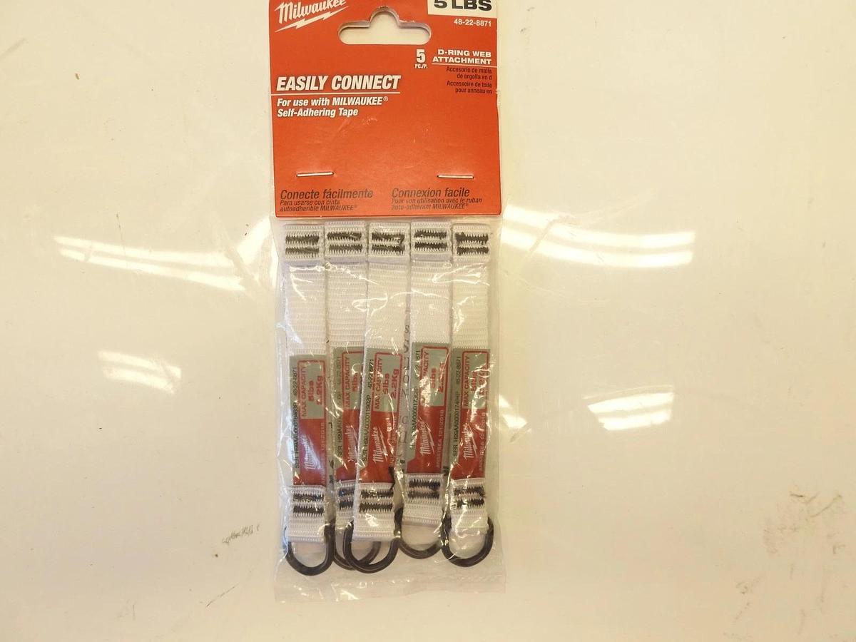 Lot Of 11 Packs Of 5 Milwaukee Tool 48-22-8871 5 Pc. 5 Lb. D-Ring Web Attachment
