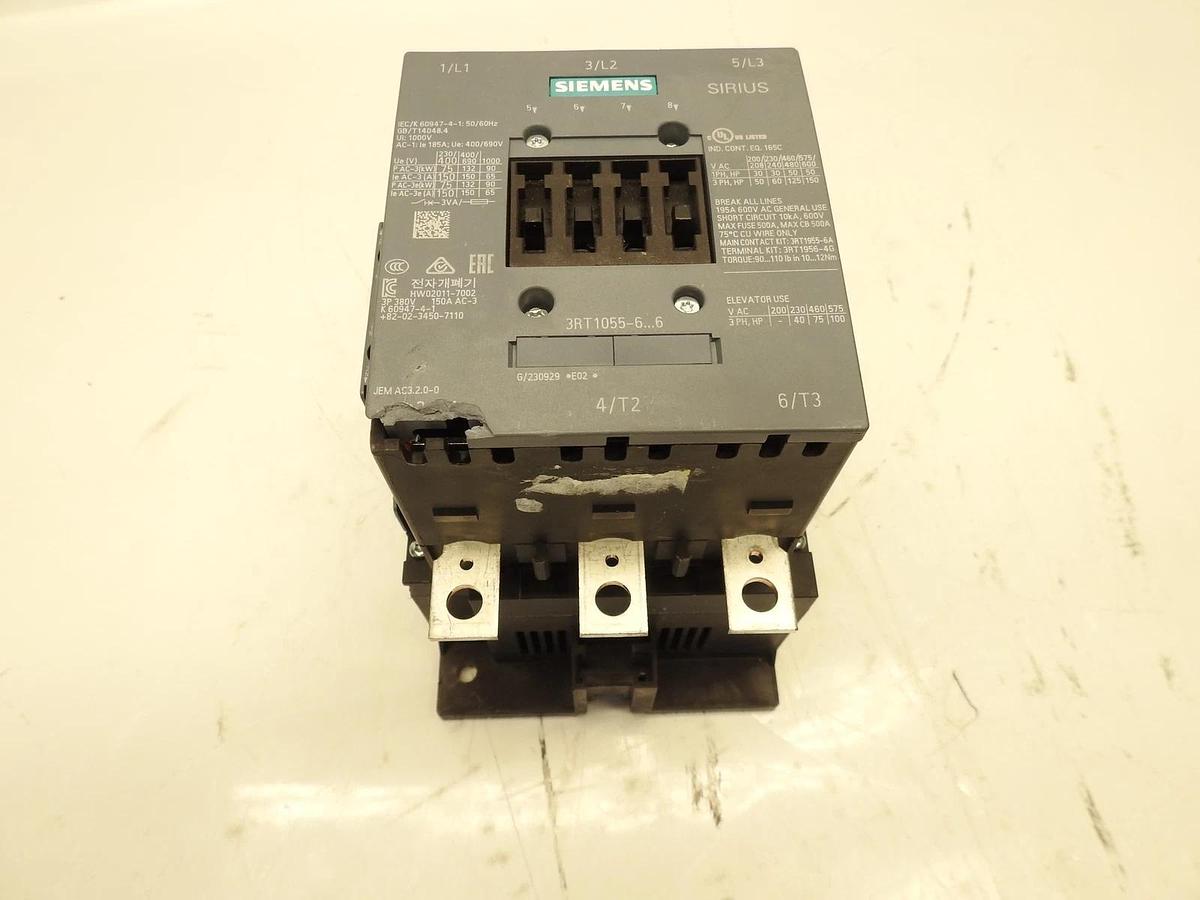 Siemens 3RT1055-6AF36 Power contactor Sirius line 3P 3PH 150A 600V 125HP @480V