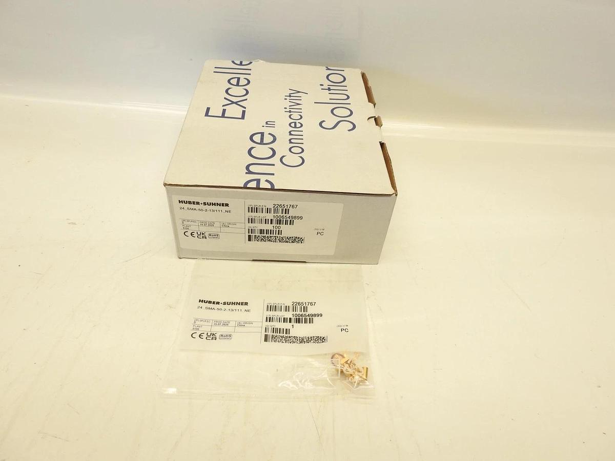 Lot Of 100 Huber+Suhner 24_SMA-5-2-13/111_NE COAXIAL CONNECTOR, SMA, 50 Ohm Fema