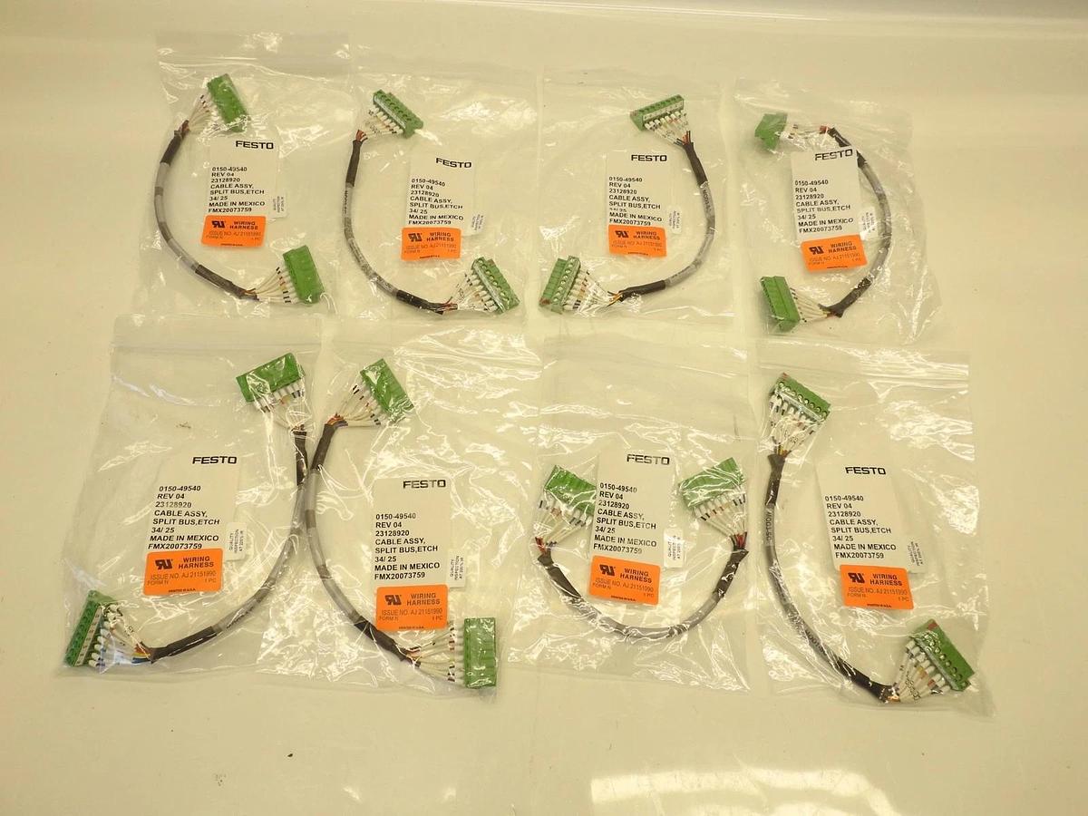 Lot Of 8 Festo CABLE ASSY SPLIT BUS ETCH 0150-49540 23128920 AJ 21151990  FMX200