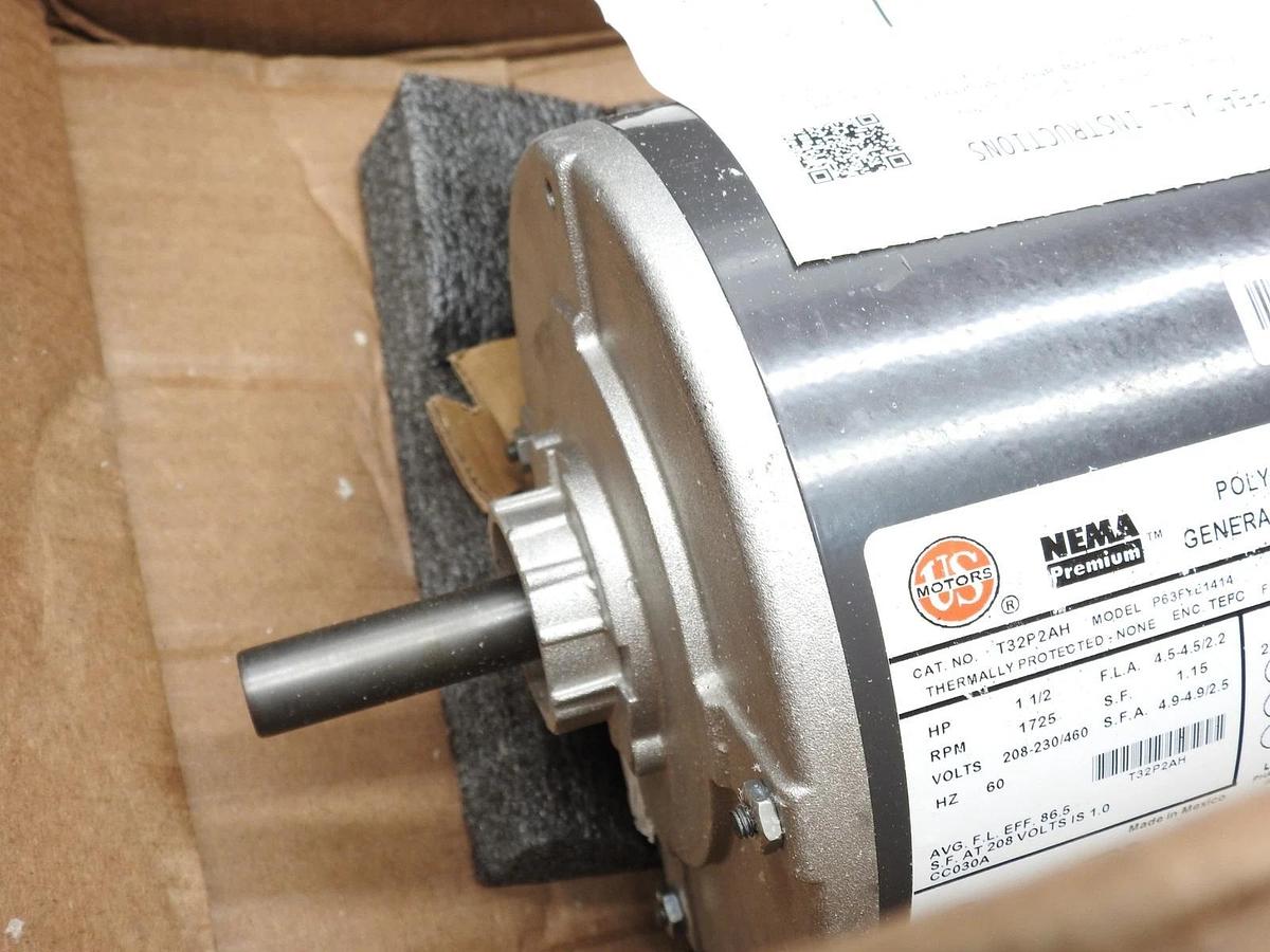 Motor, 1-1/2 HP, 1725 RPM, 3 Phase, 208-230/460 US Motors 56H Frame, 5/8 Shaft